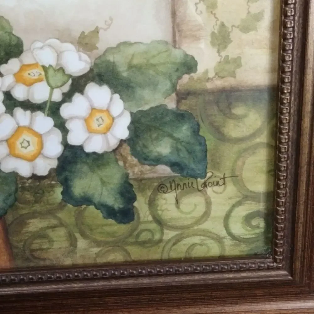Annie LaPoint Love Generously Framed Floral Art Brown Gold Wood Frame‎ 11.5x13.5